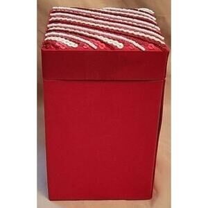 Tall Red Velvet Box with White and Red Striped Top 6.25" tall by 4x4"